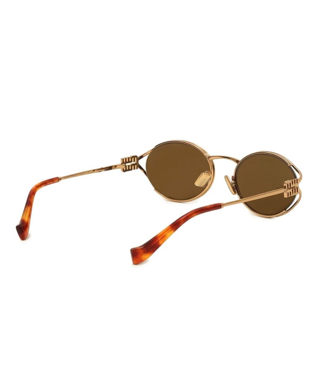 MIU MIU Коричневые металлические солнцезащитные очки, фото 2