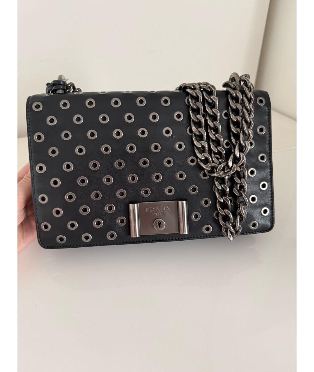PRADA Черная кожаная сумка через плечо, фото 7