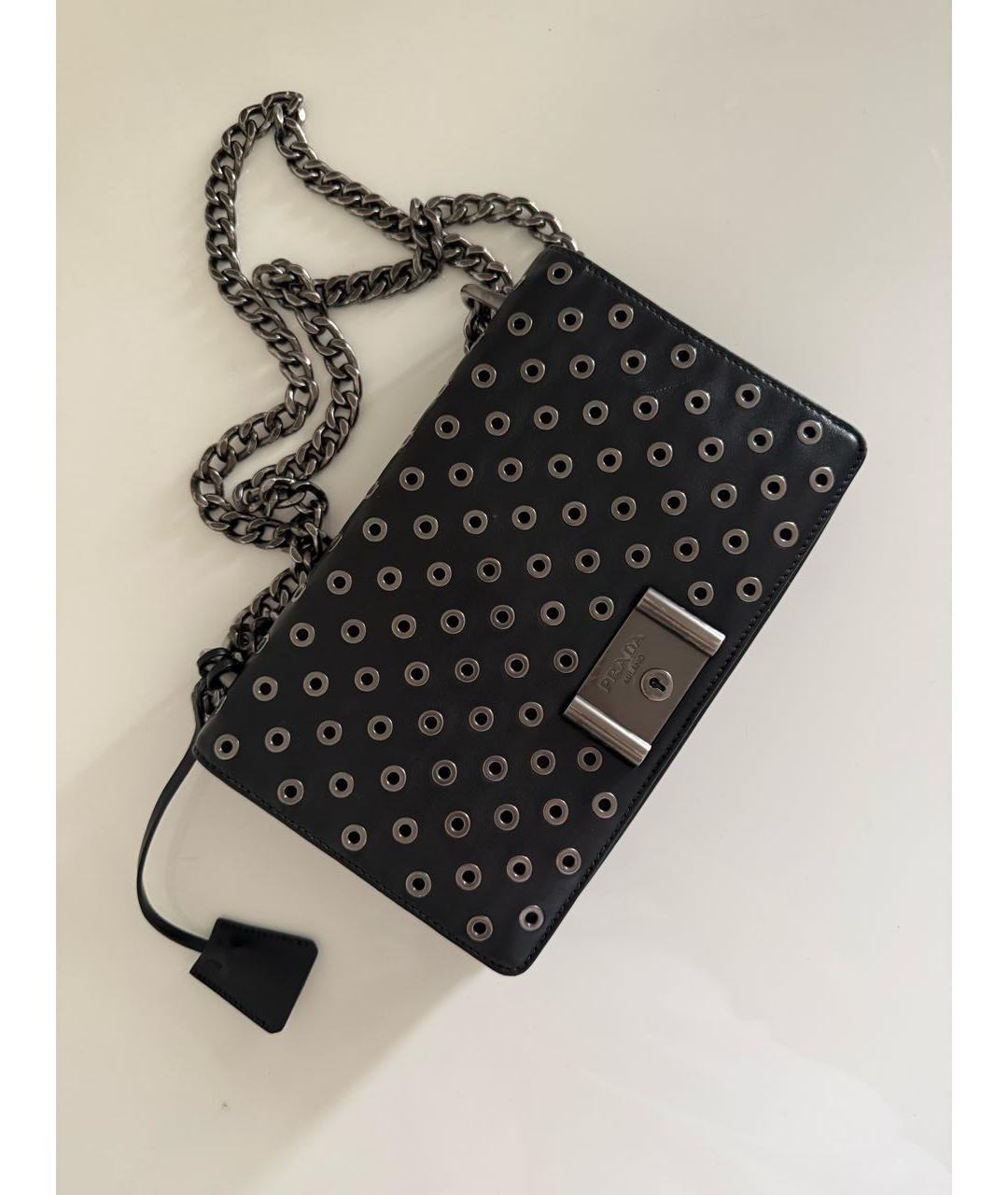 PRADA Черная кожаная сумка через плечо, фото 8