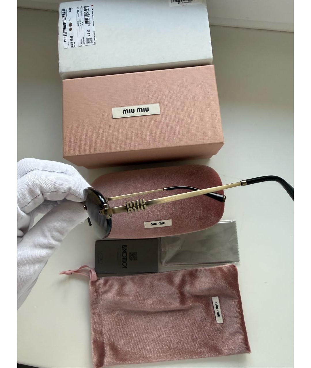 MIU MIU Коричневые металлические солнцезащитные очки, фото 5