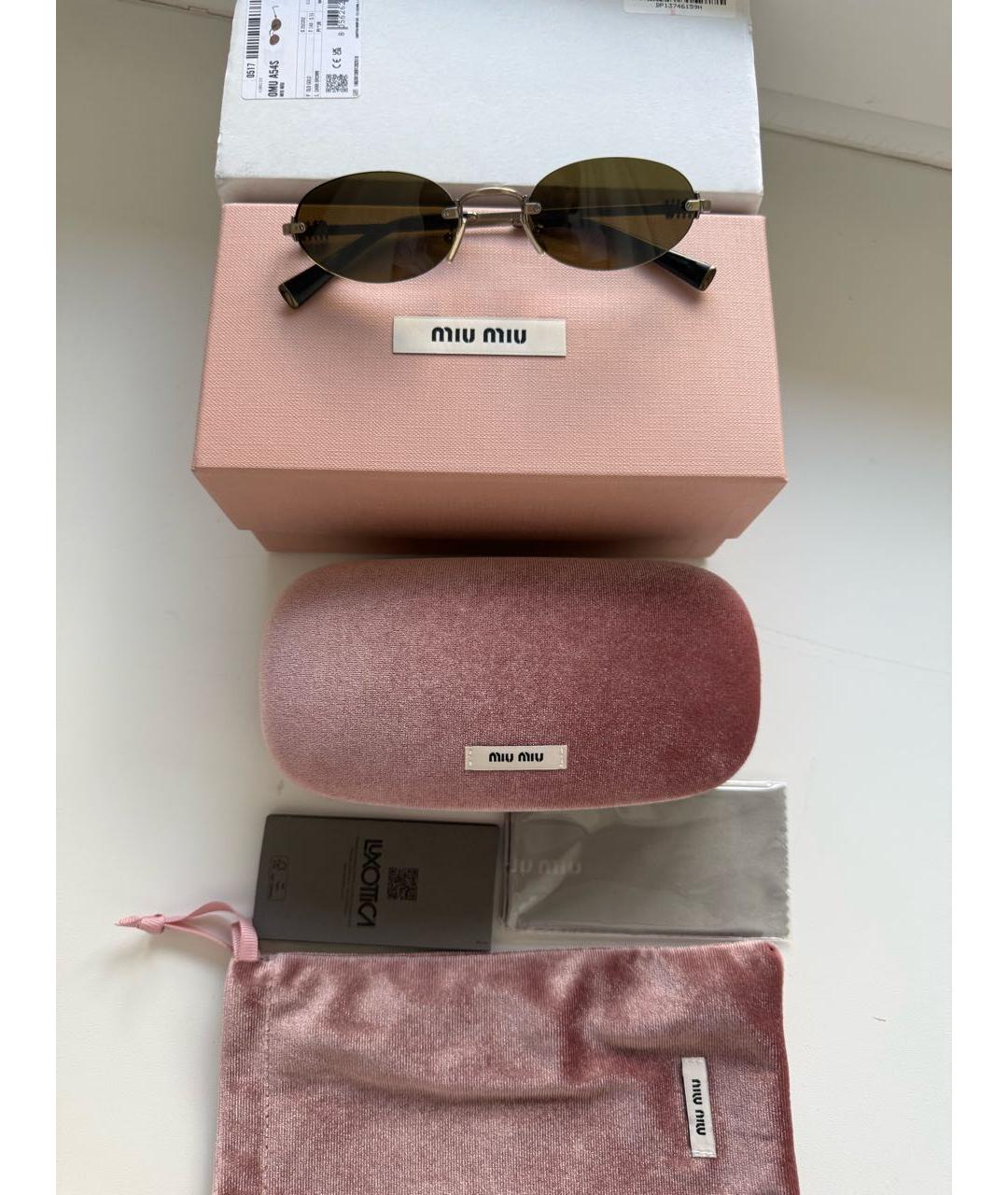 MIU MIU Коричневые металлические солнцезащитные очки, фото 3