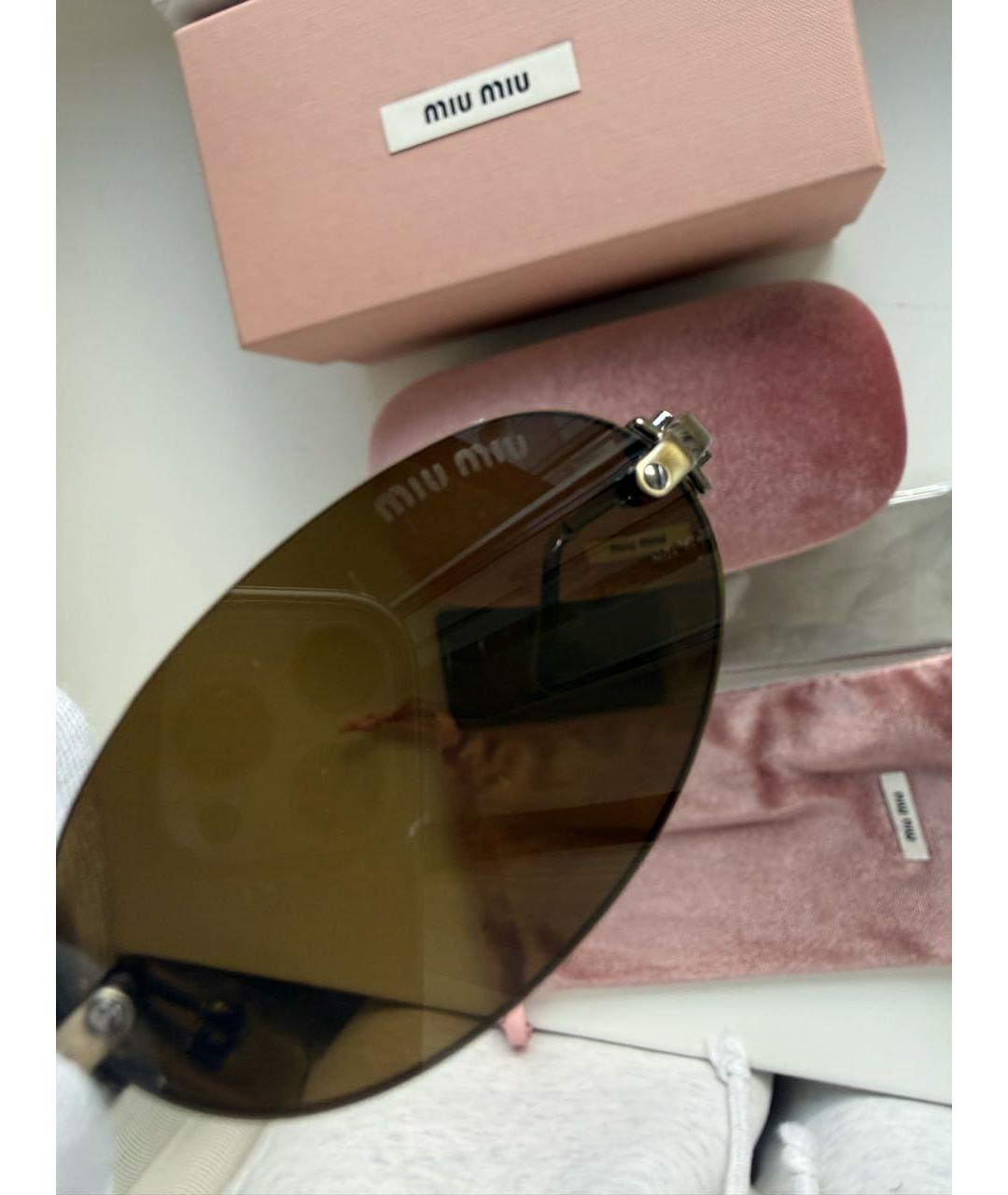 MIU MIU Коричневые металлические солнцезащитные очки, фото 4