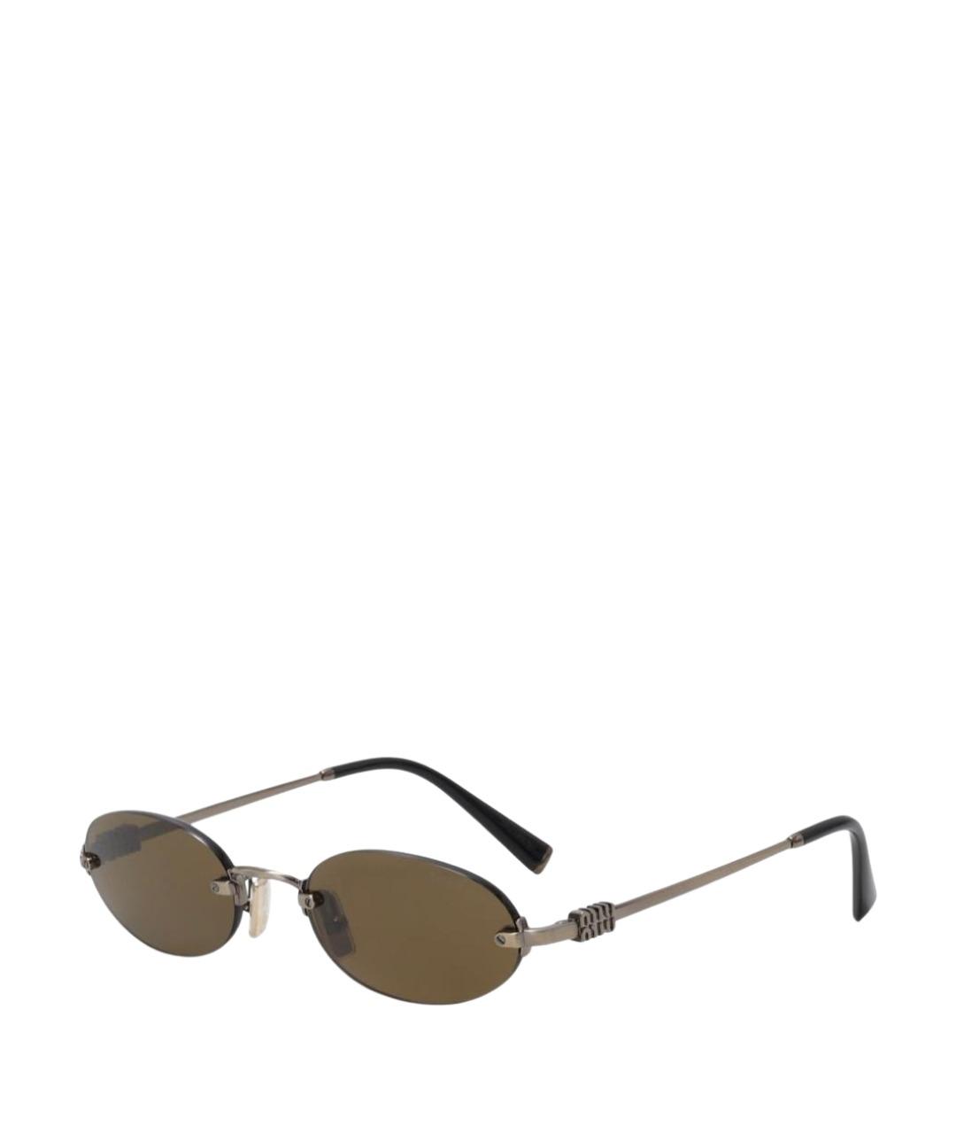 MIU MIU Коричневые металлические солнцезащитные очки, фото 1