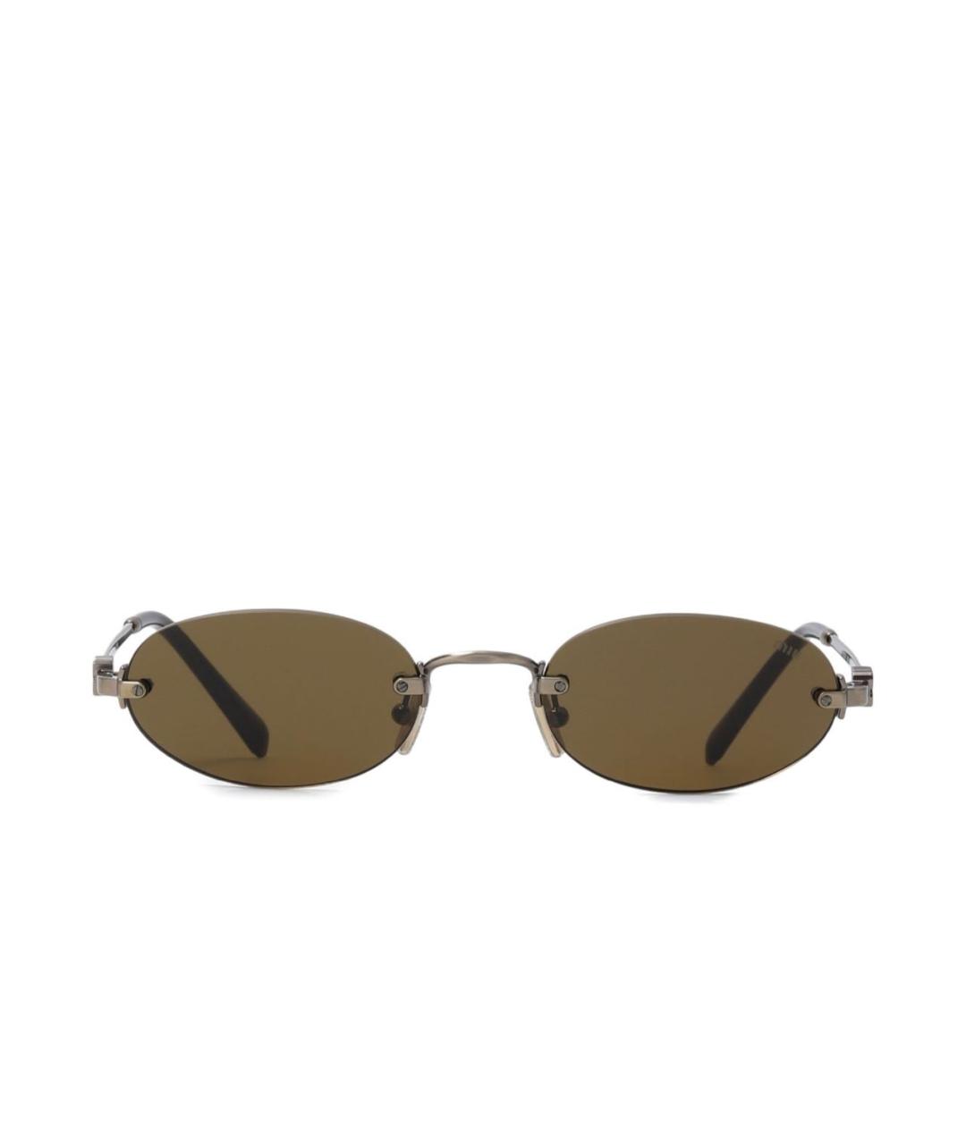 MIU MIU Коричневые металлические солнцезащитные очки, фото 2