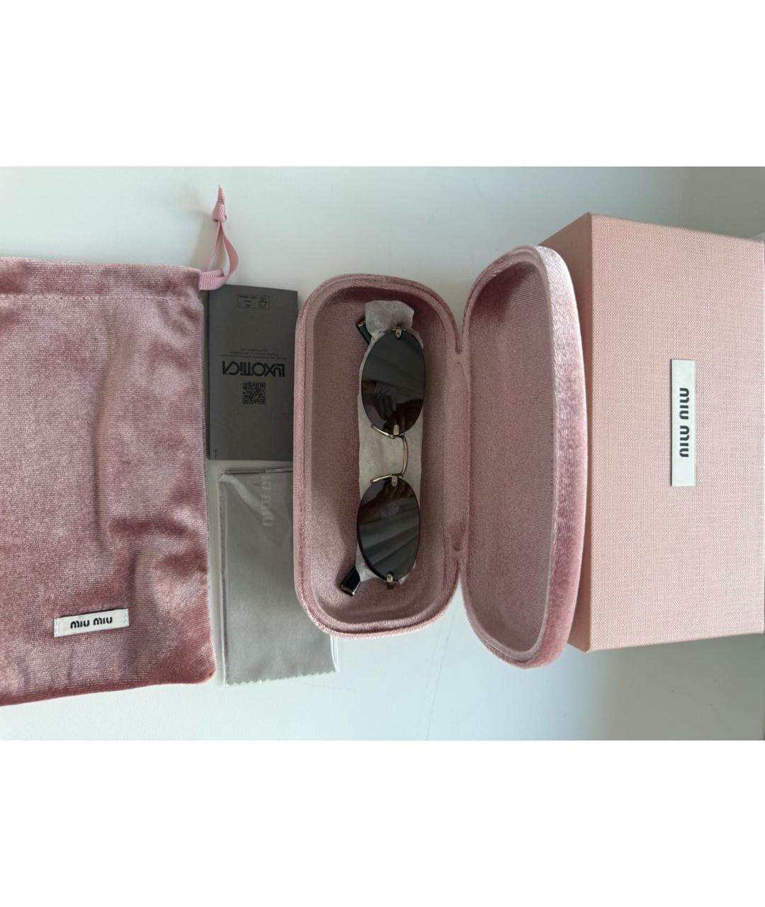 MIU MIU Коричневые металлические солнцезащитные очки, фото 8