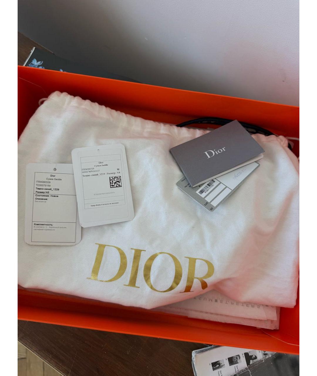 CHRISTIAN DIOR Темно-синяя хлопковая сумка через плечо, фото 4