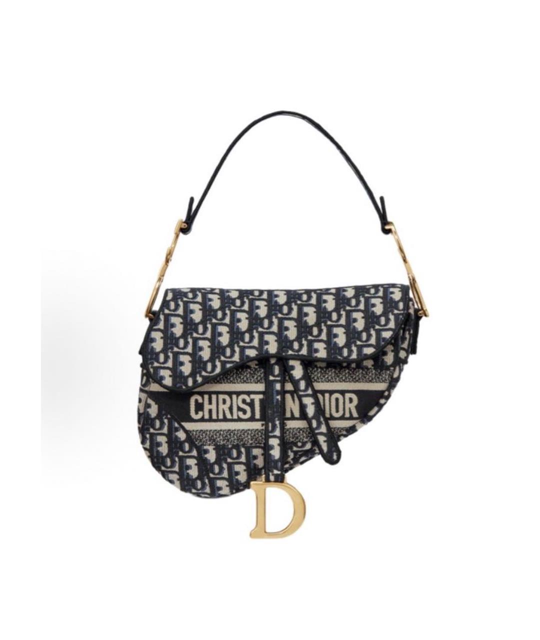 CHRISTIAN DIOR Темно-синяя хлопковая сумка через плечо, фото 9