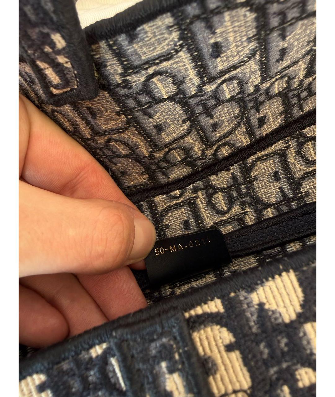 CHRISTIAN DIOR Темно-синяя хлопковая сумка через плечо, фото 6