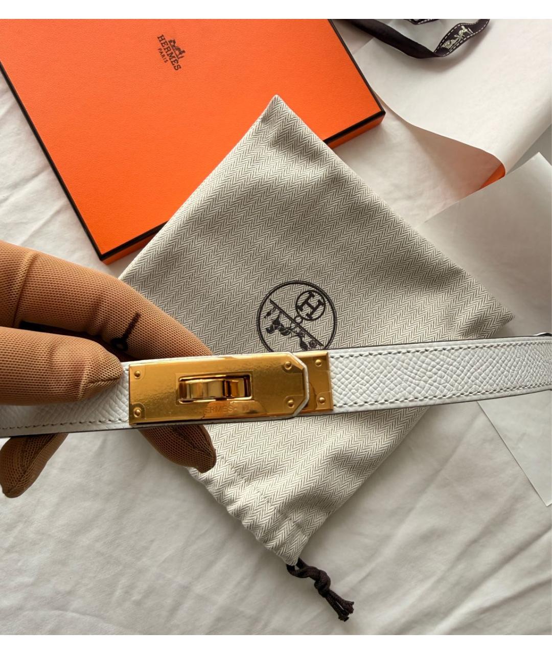 HERMES Белый кожаный ремень, фото 2