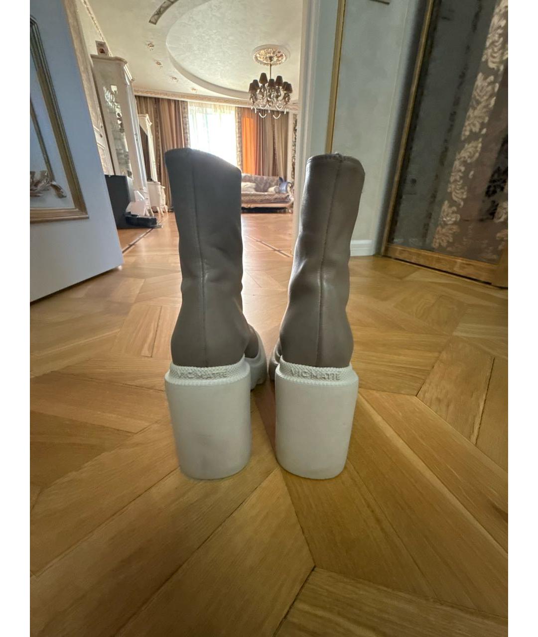 VIC MATIE Серые кожаные ботильоны, фото 4