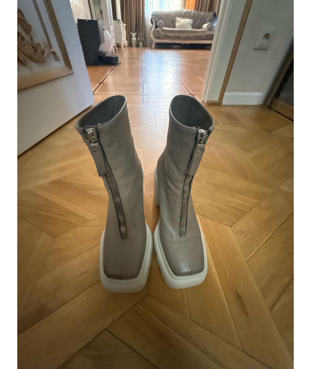VIC MATIE Серые кожаные ботильоны, фото 2