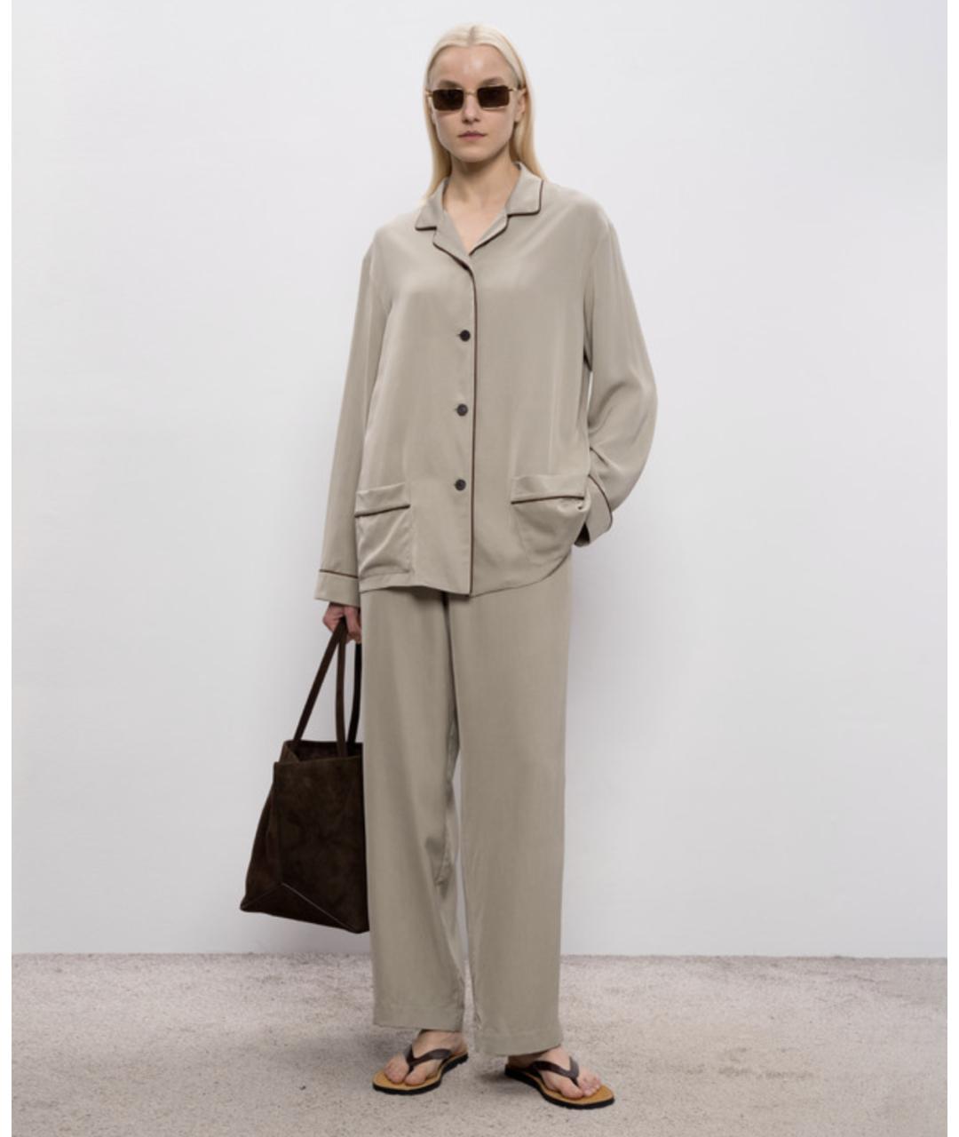 THE ROW Серый шелковый костюм с брюками, фото 2