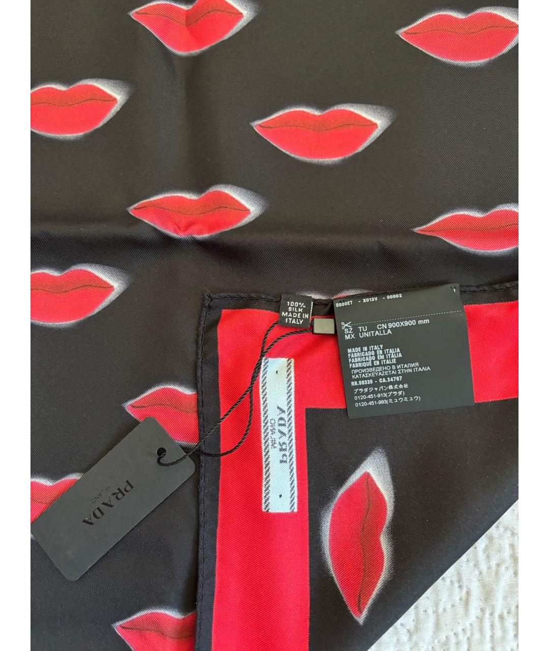 PRADA Черный шелковый платок, фото 2
