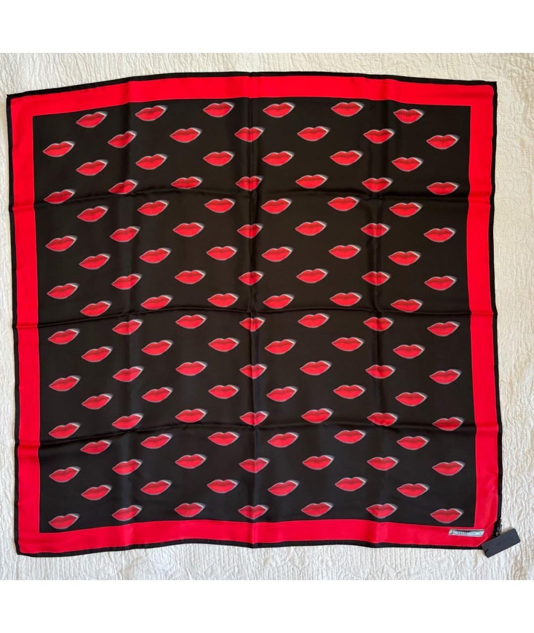 PRADA Черный шелковый платок, фото 5