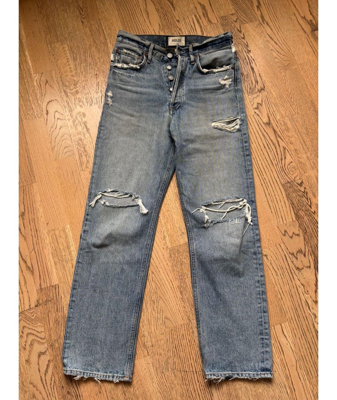 AGOLDE Голубые хлопковые прямые джинсы, фото 4