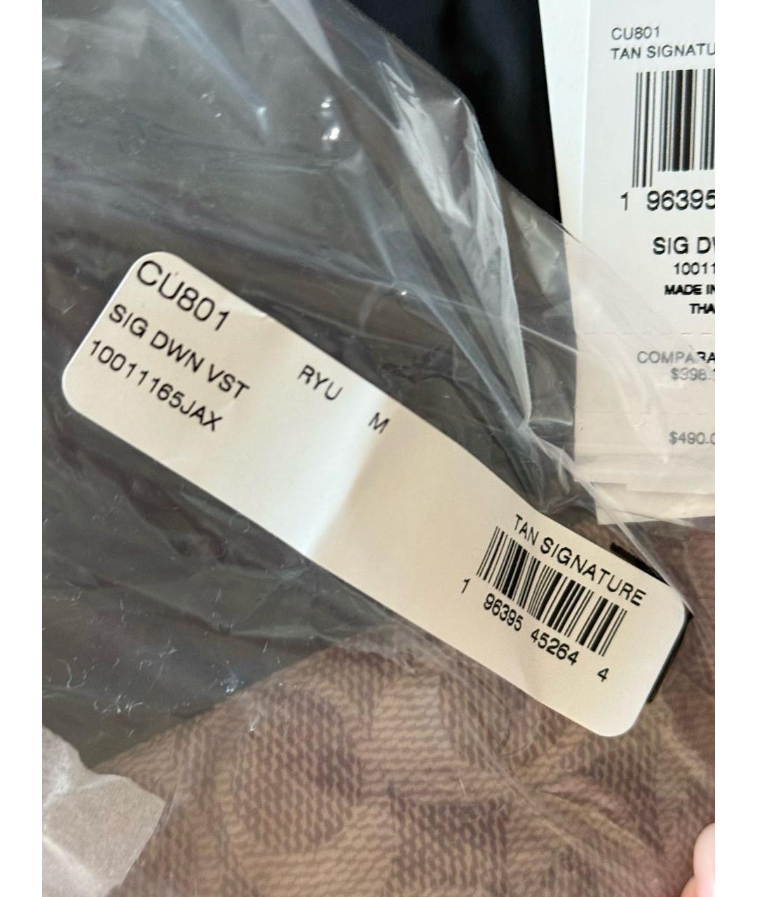 COACH Коричневый полиэстеровый жилет, фото 7