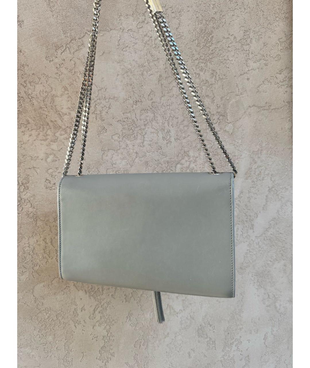 SAINT LAURENT Серая кожаная сумка через плечо, фото 3