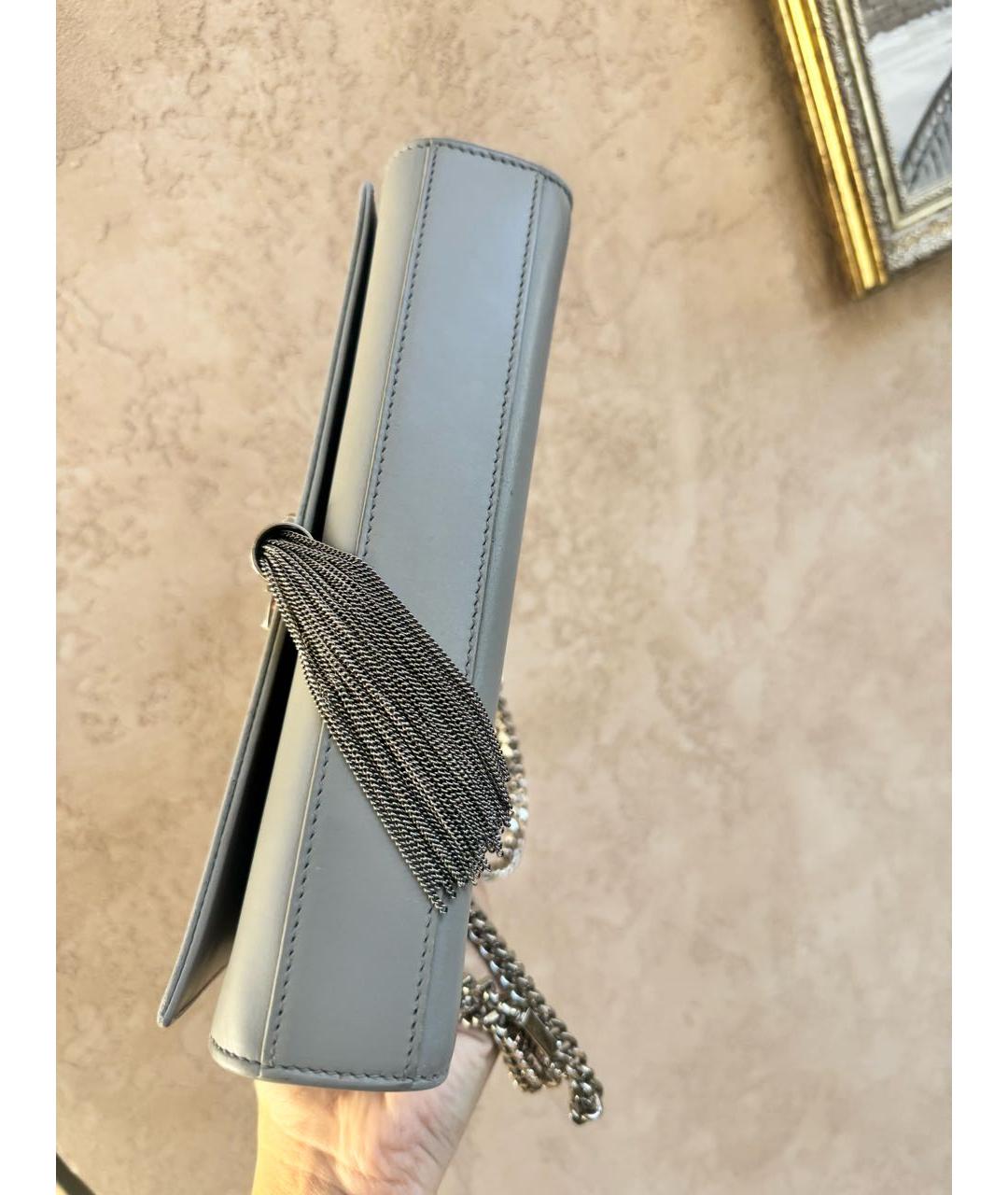 SAINT LAURENT Серая кожаная сумка через плечо, фото 4