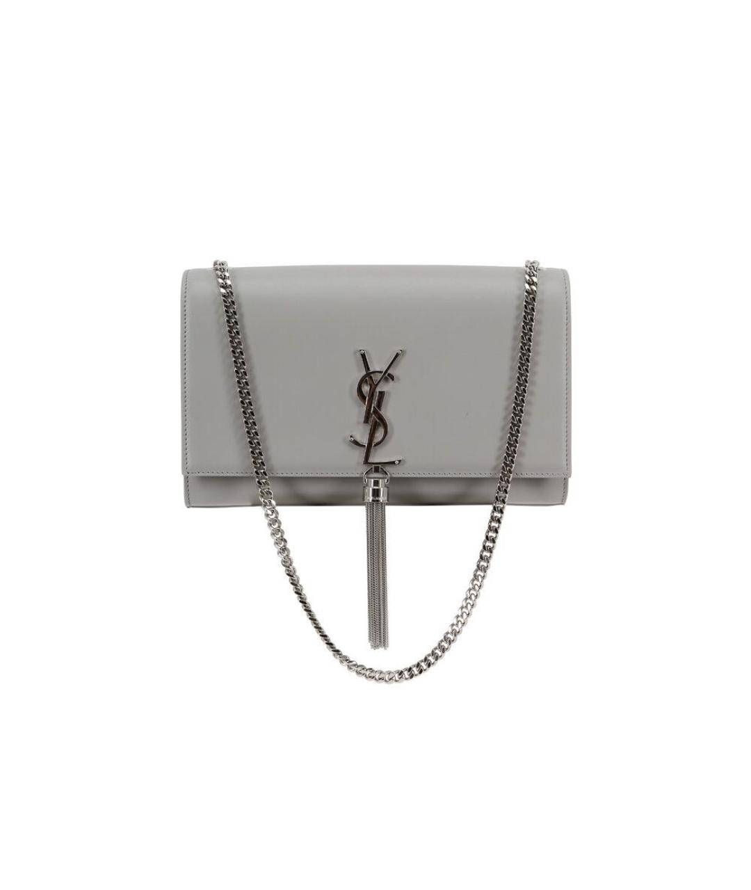 SAINT LAURENT Серая кожаная сумка через плечо, фото 8