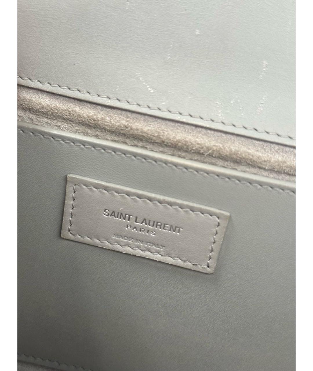 SAINT LAURENT Серая кожаная сумка через плечо, фото 7