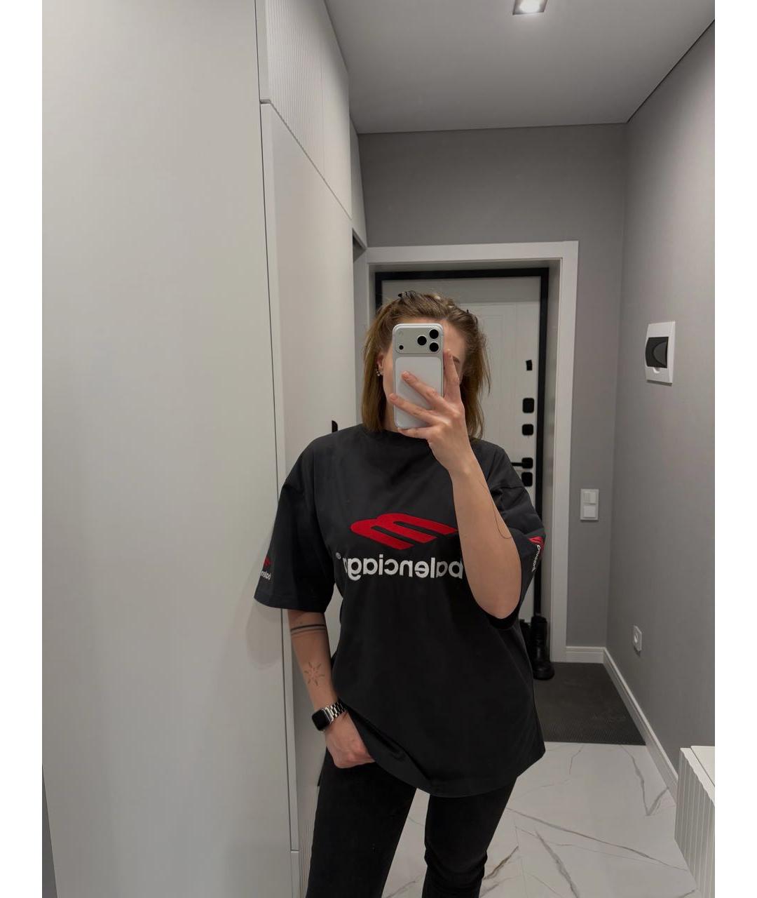 BALENCIAGA Антрацитовая хлопковая футболка, фото 7