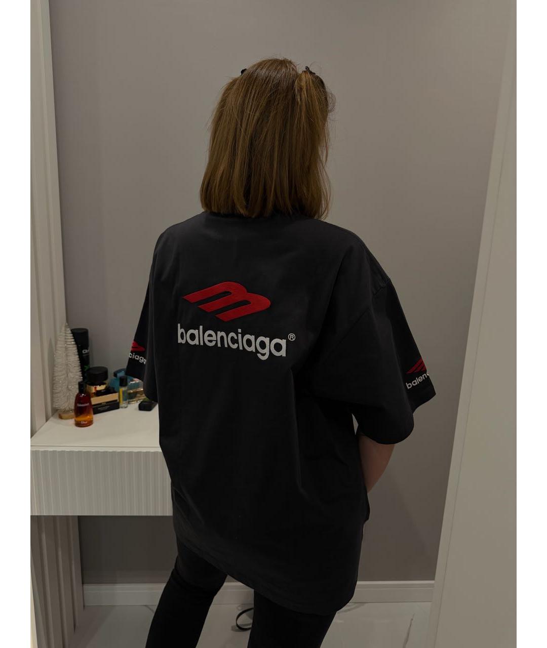 BALENCIAGA Антрацитовая хлопковая футболка, фото 6