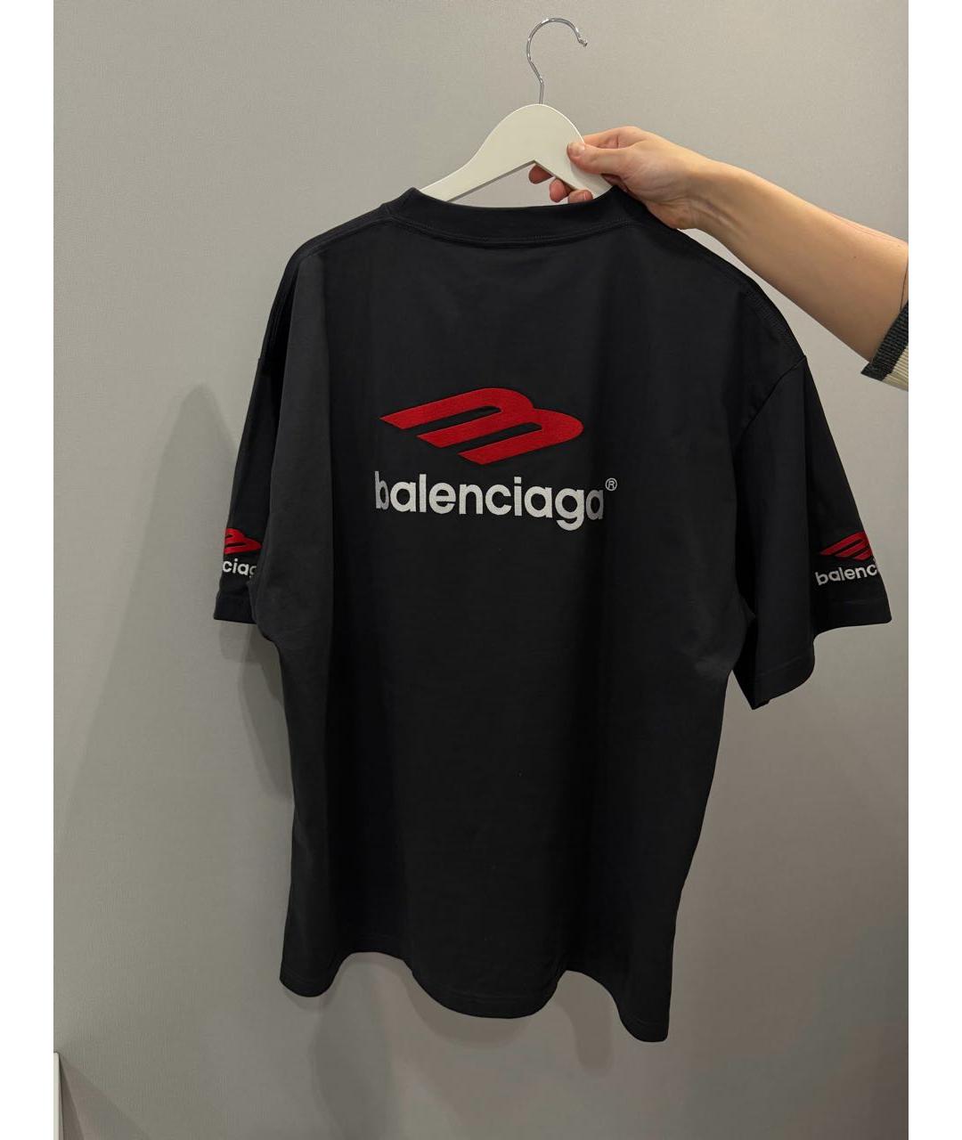 BALENCIAGA Антрацитовая хлопковая футболка, фото 2