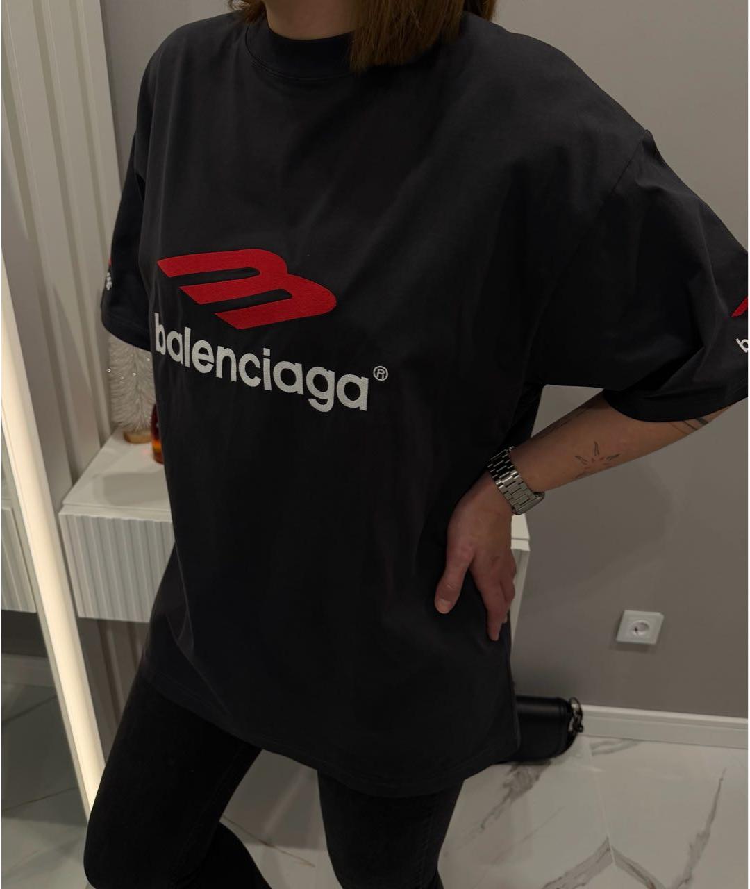 BALENCIAGA Антрацитовая хлопковая футболка, фото 5