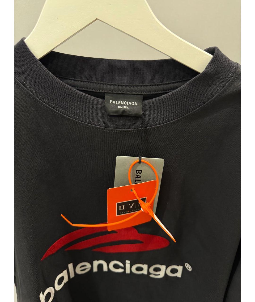 BALENCIAGA Антрацитовая хлопковая футболка, фото 3