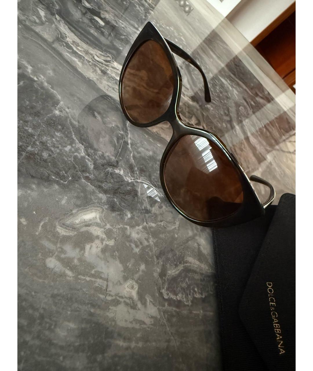 DOLCE&GABBANA Коричневые пластиковые солнцезащитные очки, фото 2