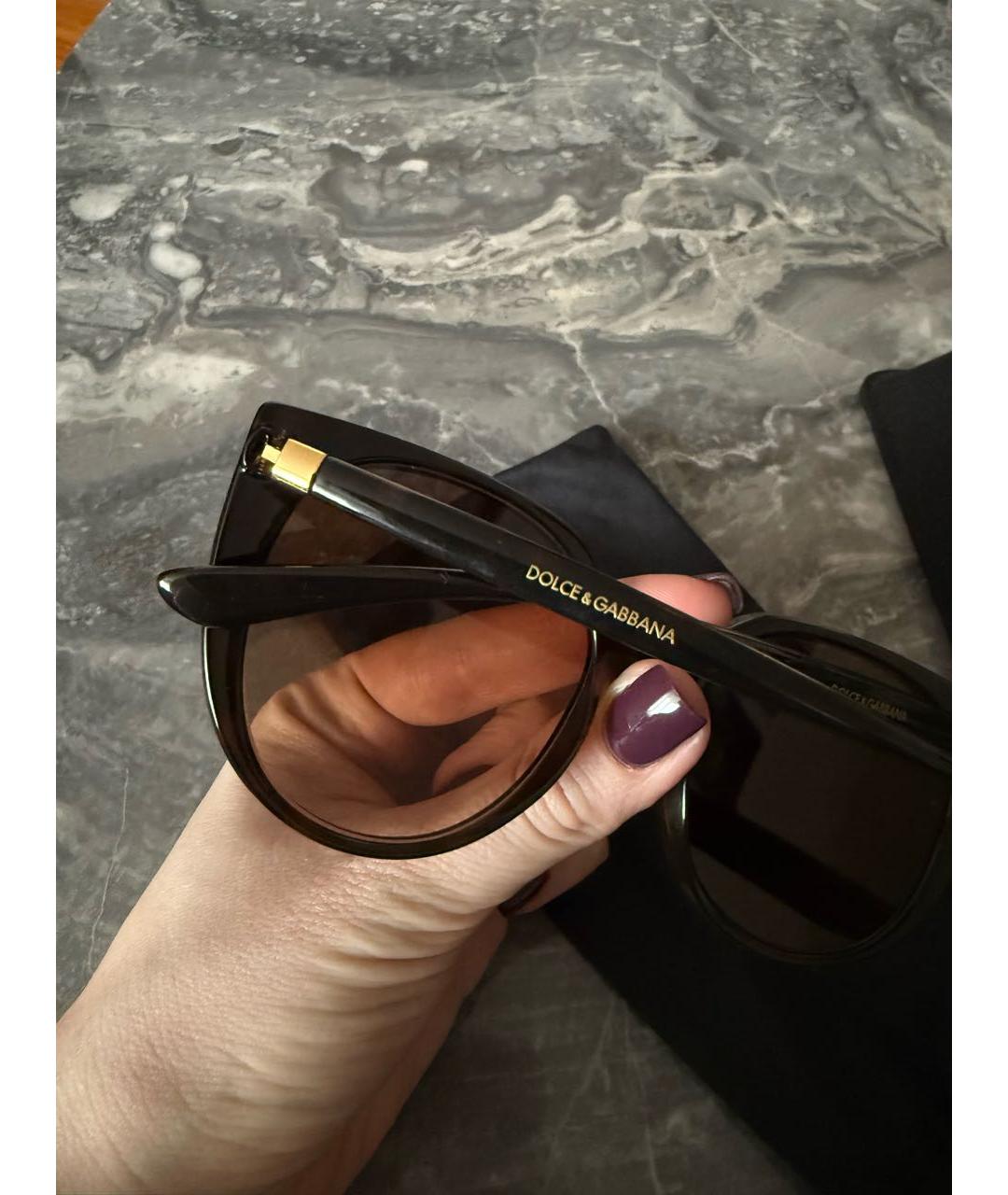 DOLCE&GABBANA Коричневые пластиковые солнцезащитные очки, фото 3