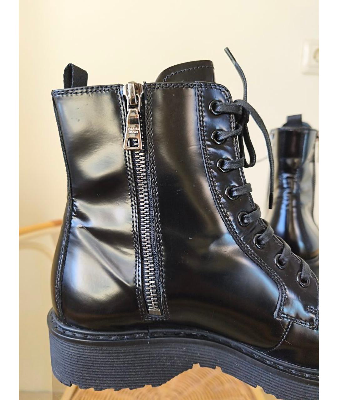 PRADA Черные кожаные ботинки, фото 5