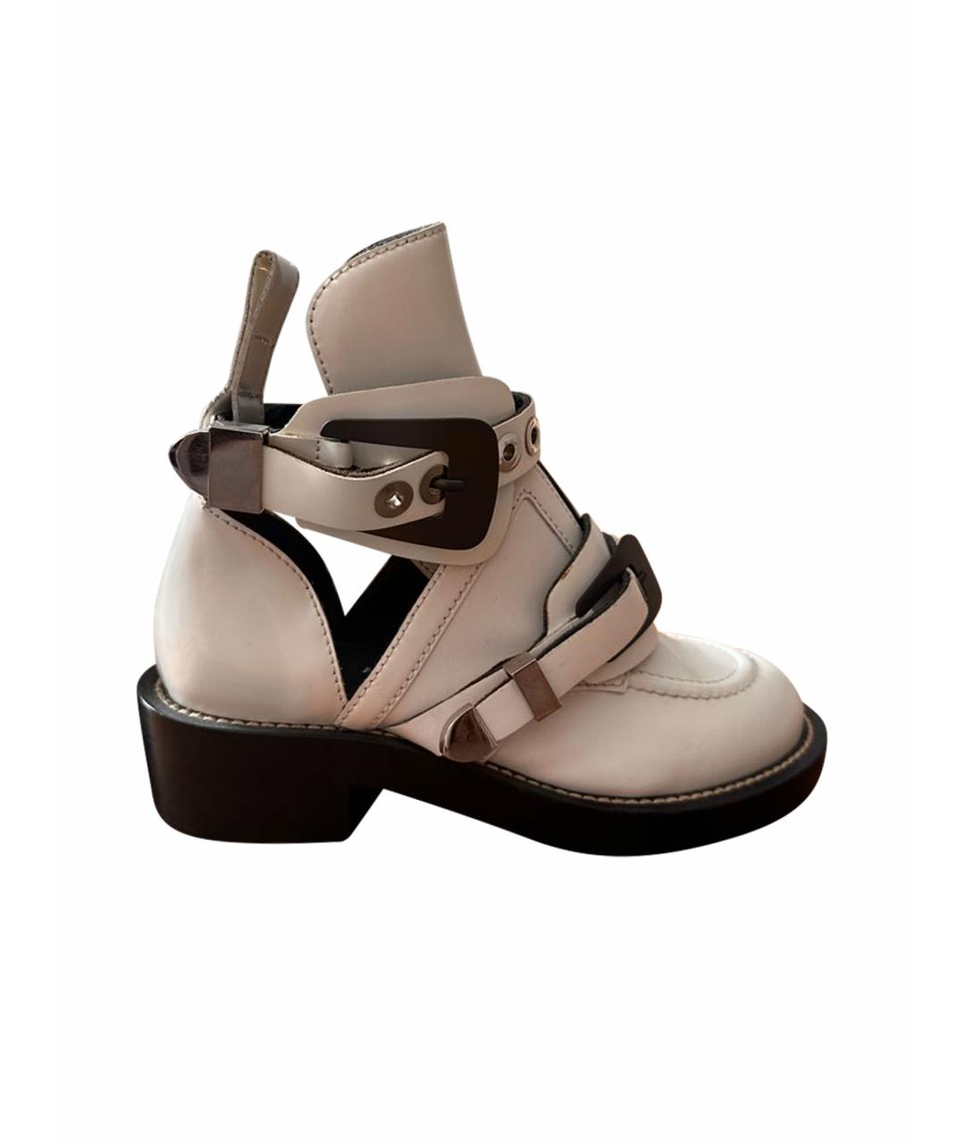 BALENCIAGA Белые кожаные ботинки, фото 1