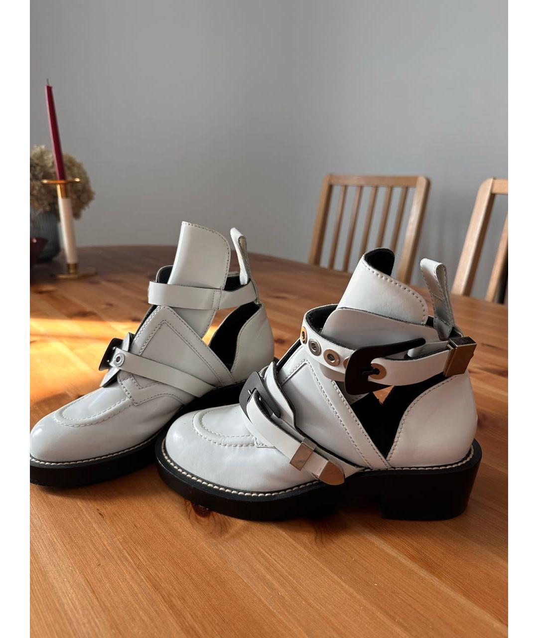 BALENCIAGA Белые кожаные ботинки, фото 3