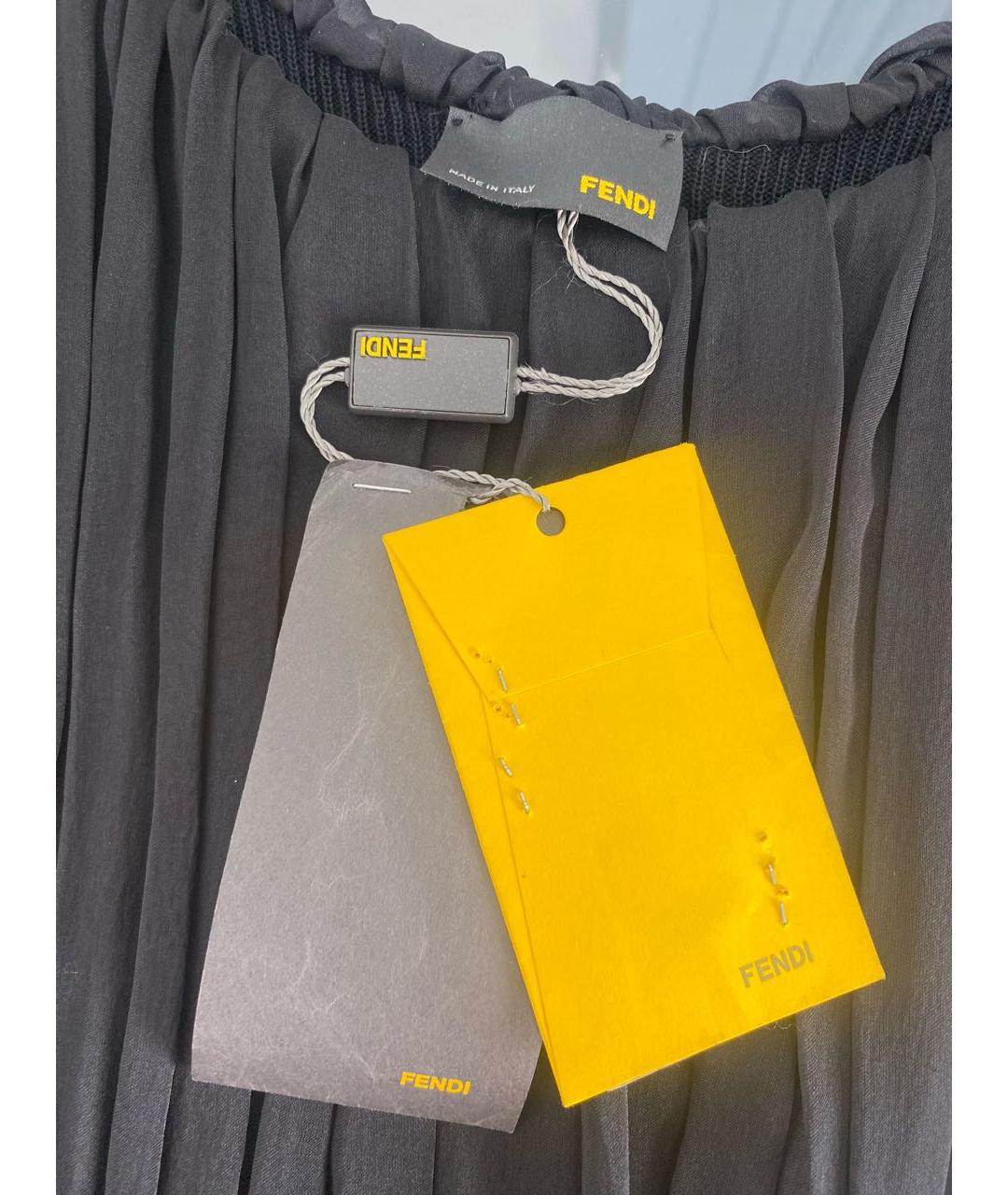 FENDI Черное шелковое коктейльное платье, фото 8