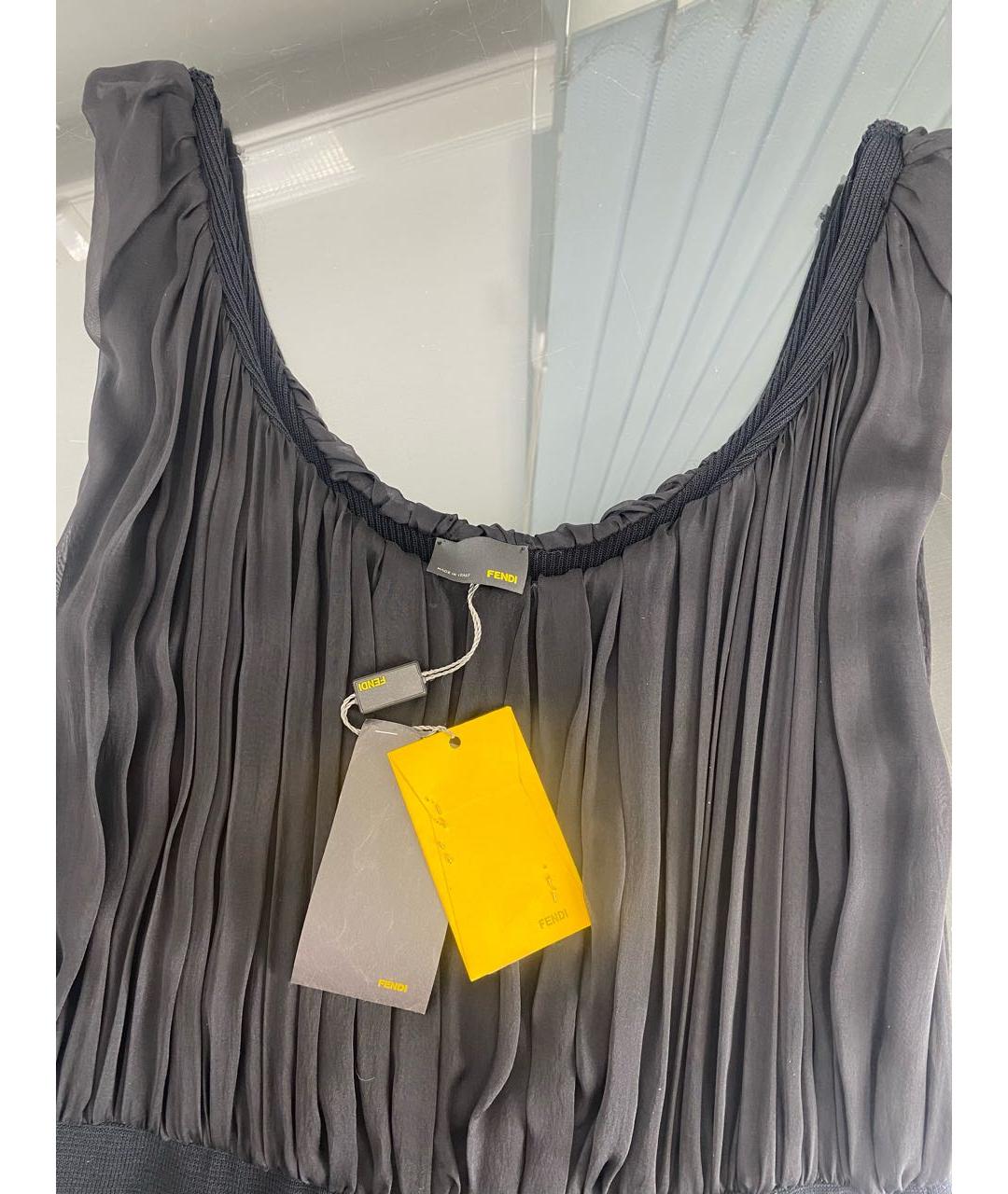 FENDI Черное шелковое коктейльное платье, фото 3