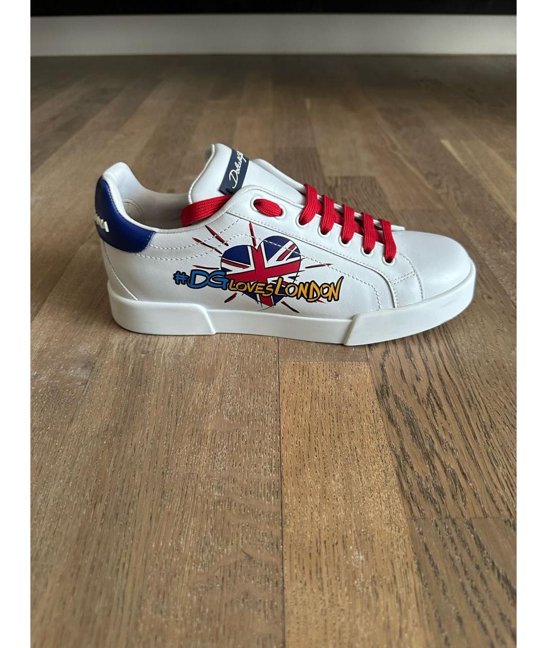 DOLCE&GABBANA Белые кожаные кроссовки, фото 5