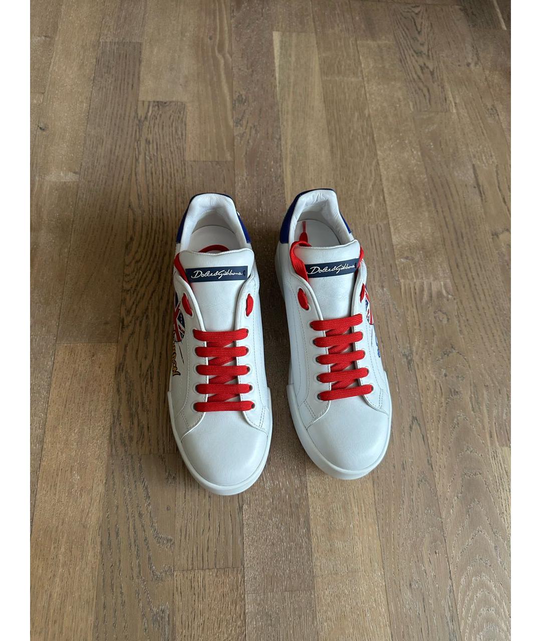 DOLCE&GABBANA Белые кожаные кроссовки, фото 2