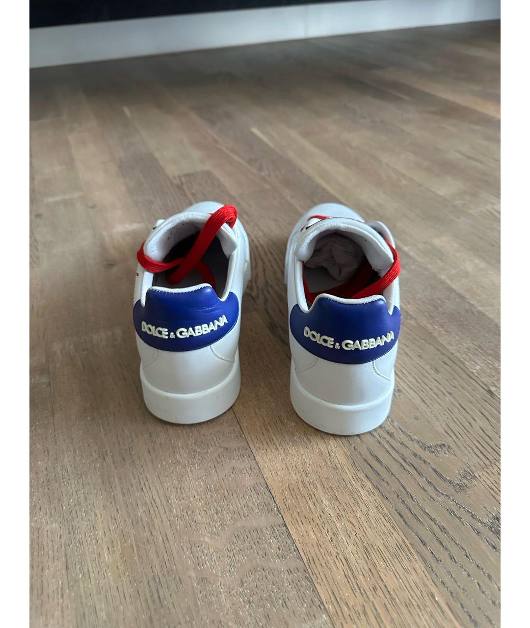 DOLCE&GABBANA Белые кожаные кроссовки, фото 4