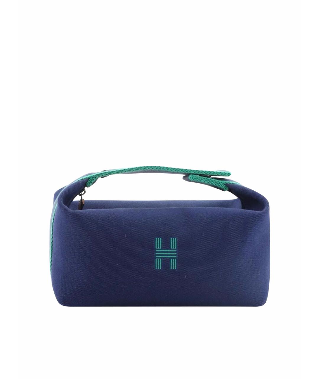 HERMES Синяя хлопковая косметичка, фото 5
