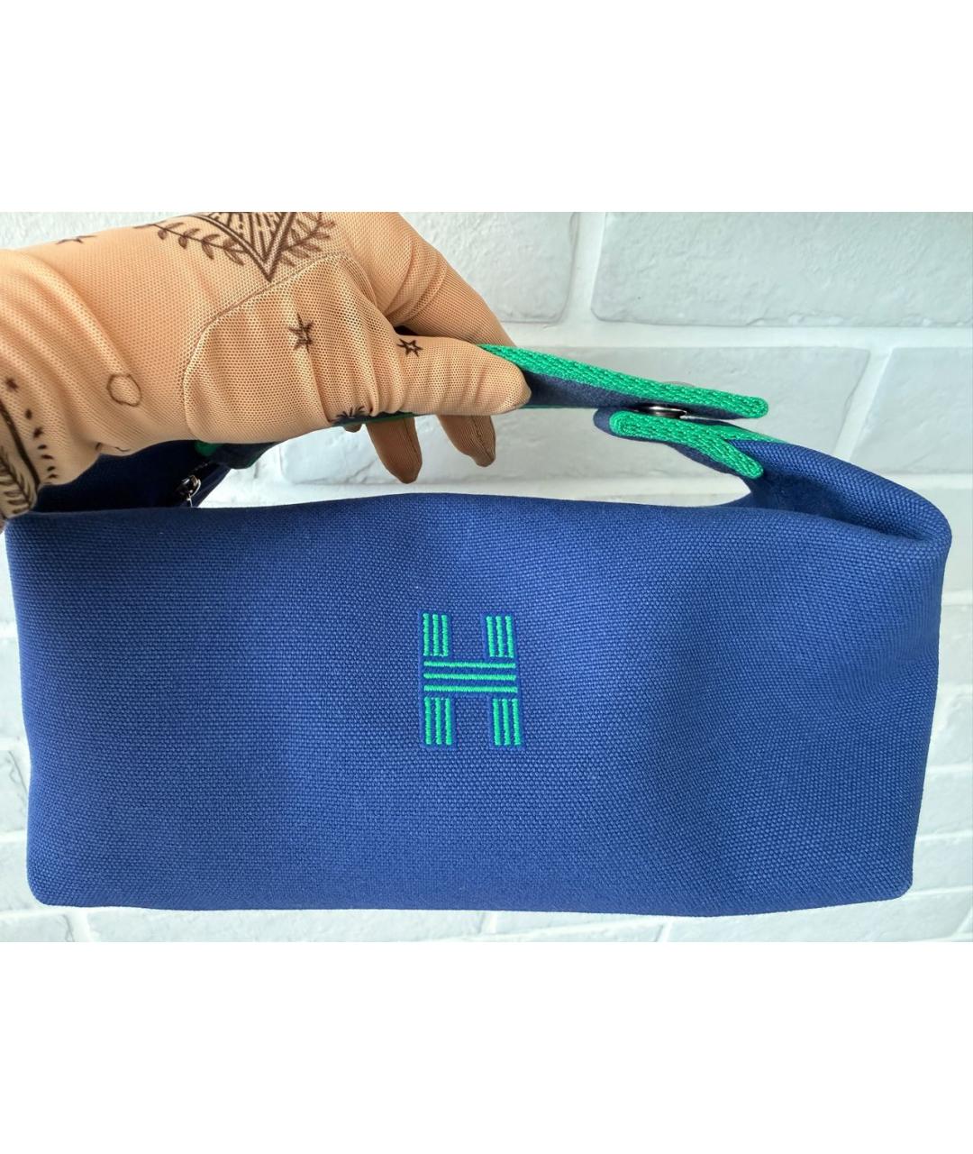 HERMES Синяя хлопковая косметичка, фото 2