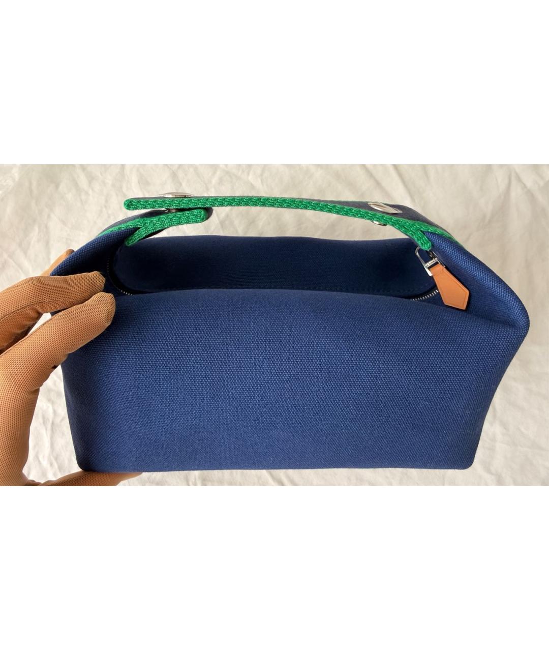 HERMES Синяя хлопковая косметичка, фото 3