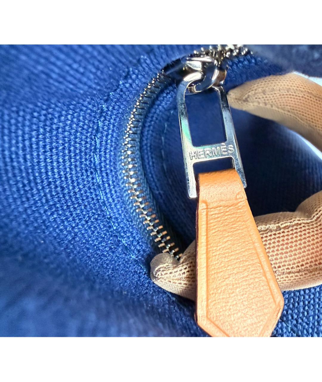 HERMES Синяя хлопковая косметичка, фото 4