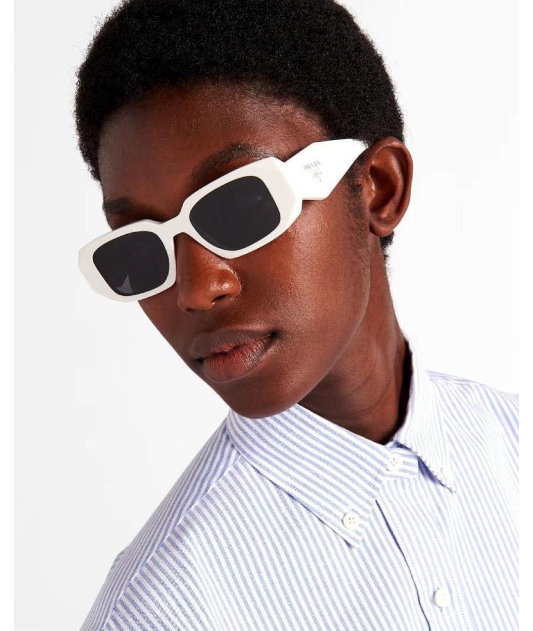 PRADA Белые пластиковые солнцезащитные очки, фото 4