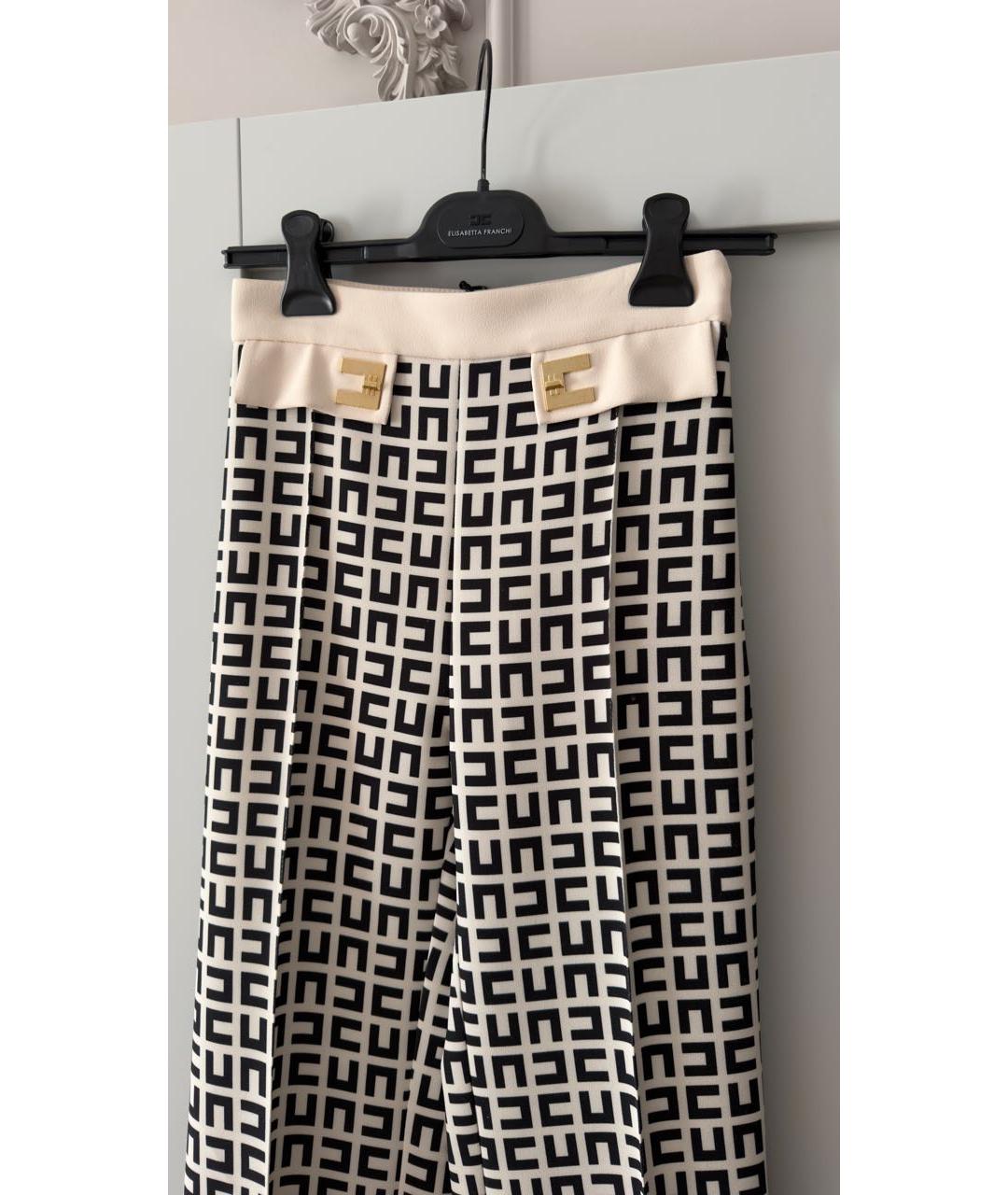 ELISABETTA FRANCHI Белые полиэстеровые брюки широкие, фото 2