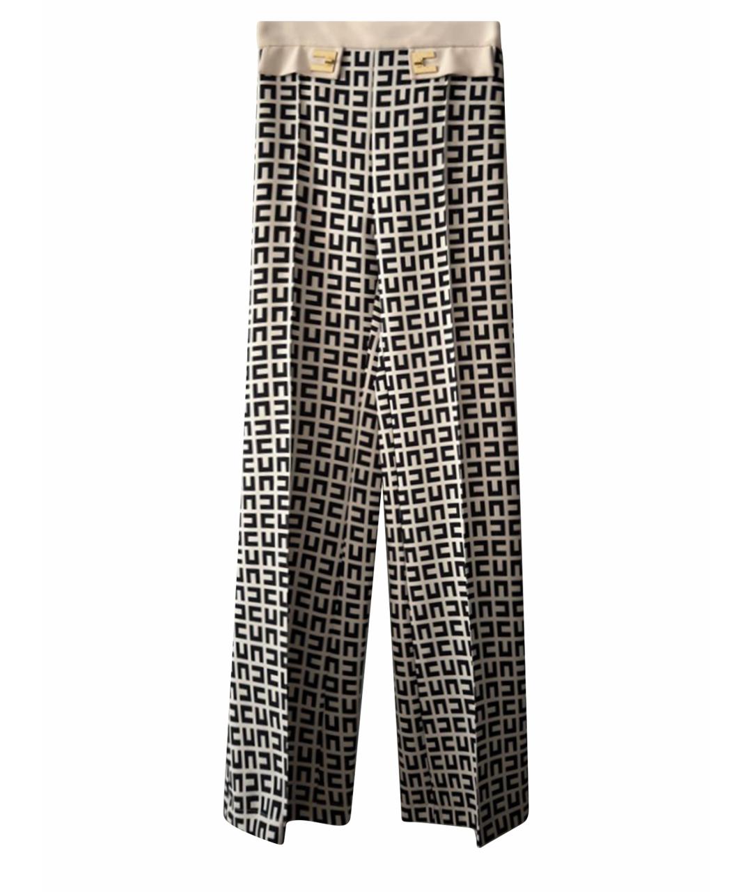 ELISABETTA FRANCHI Белые полиэстеровые брюки широкие, фото 1