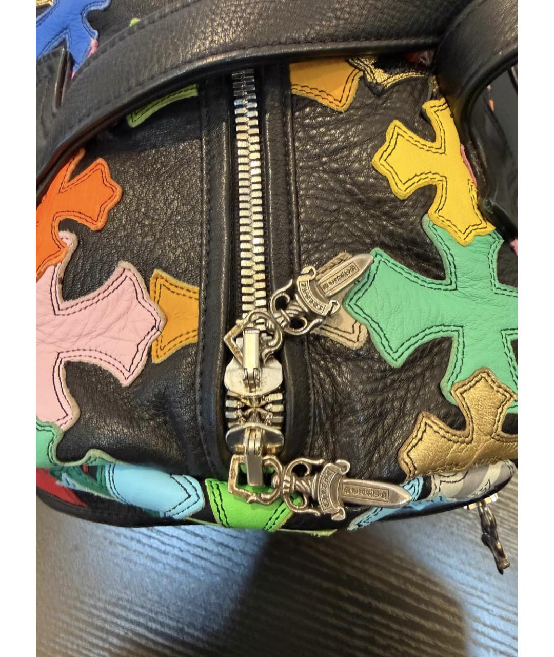 CHROME HEARTS Черная кожаная сумка на плечо, фото 2