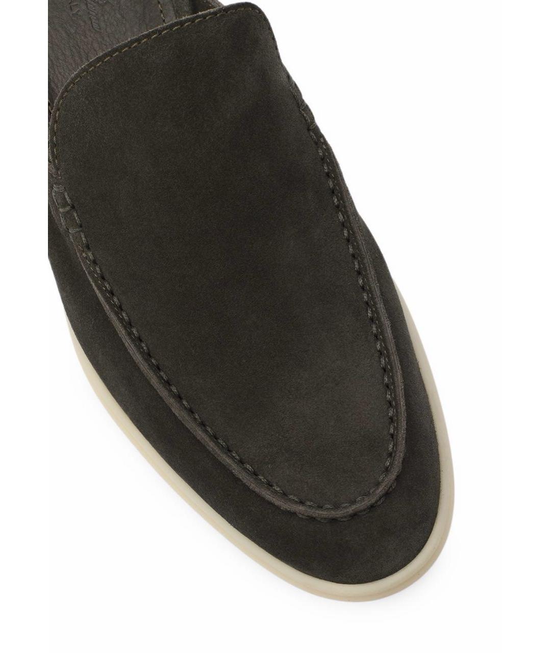 LORO PIANA Хаки замшевые сабо, фото 5