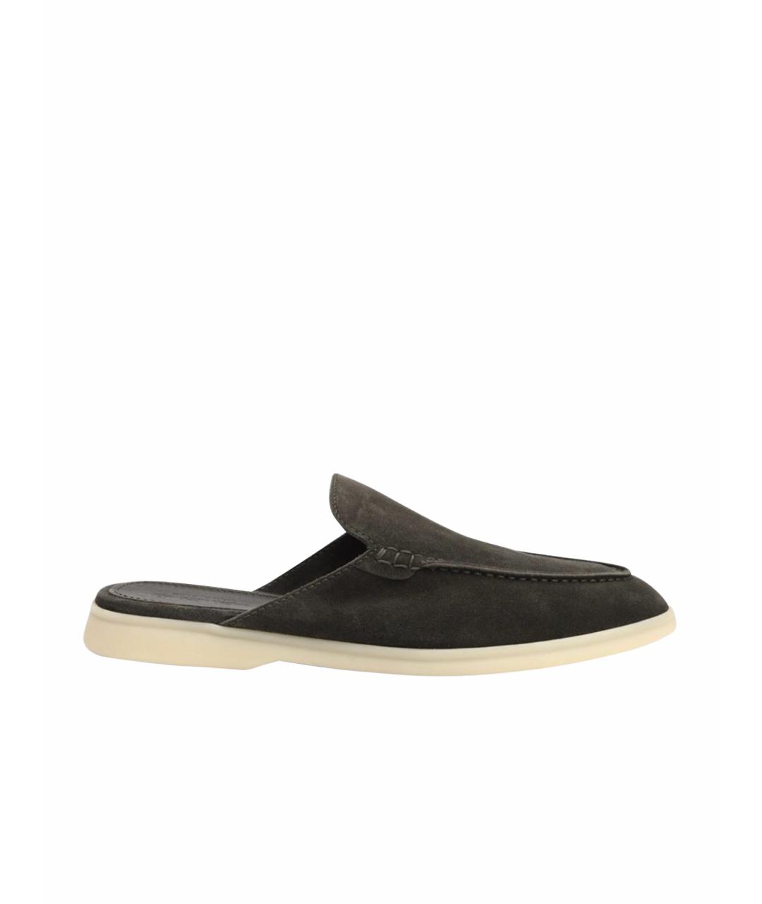 LORO PIANA Хаки замшевые сабо, фото 1