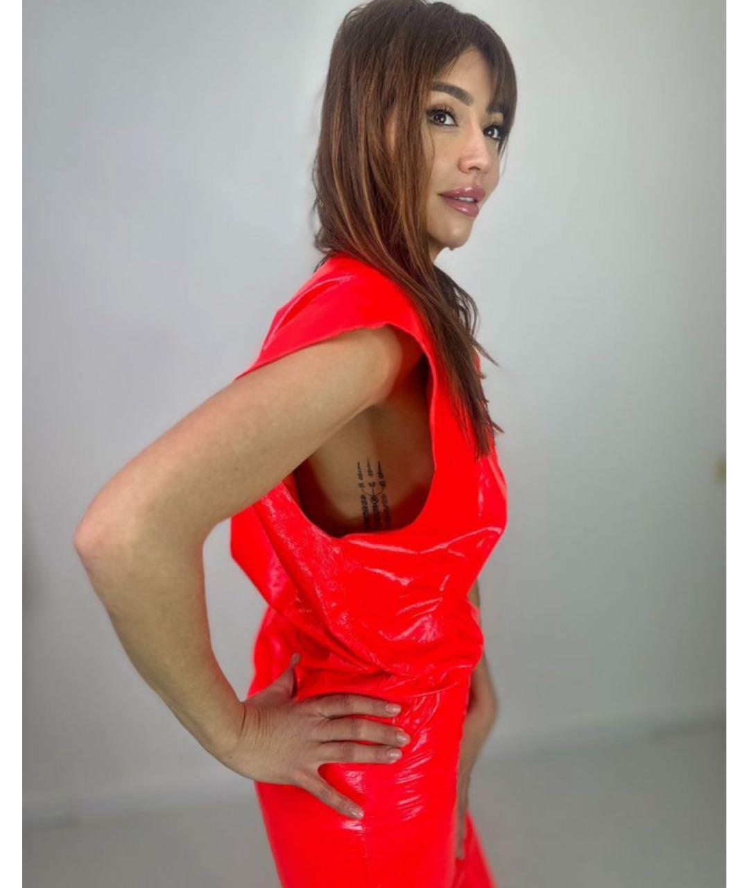 SPORTMAX Оранжевое кожаное вечернее платье, фото 6